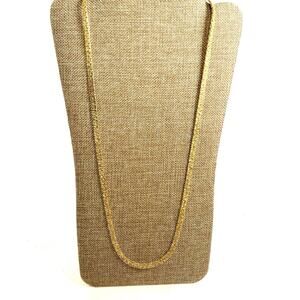 Vtg Gold Tone Nugget Necklace Textured 80s Chic Brick Link Bold Statement 24"